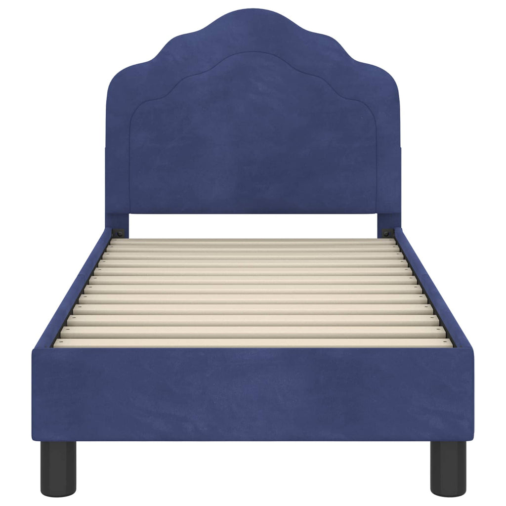 Kinderbettgestell mit Kopfteil Polizeiblau 70 x 140 cm Samt