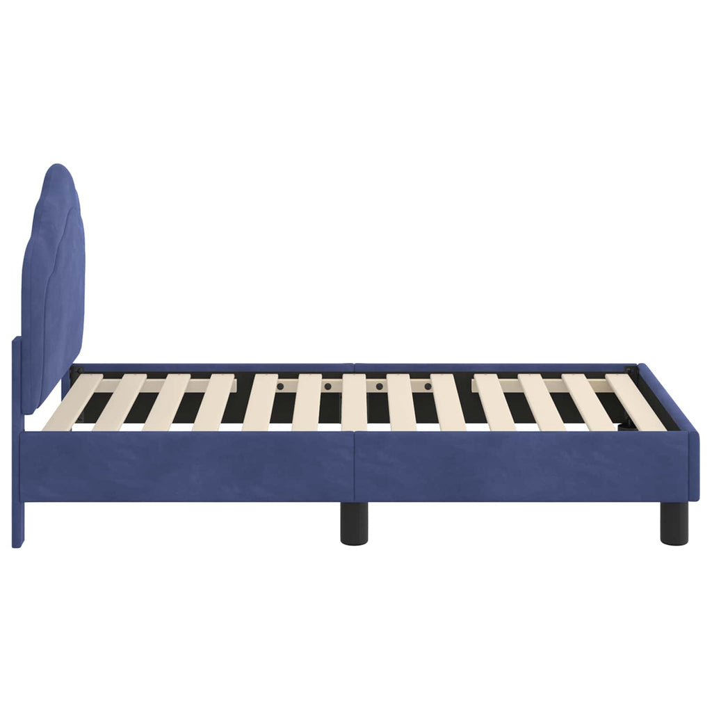 Kinderbettgestell mit Kopfteil Polizeiblau 70 x 140 cm Samt