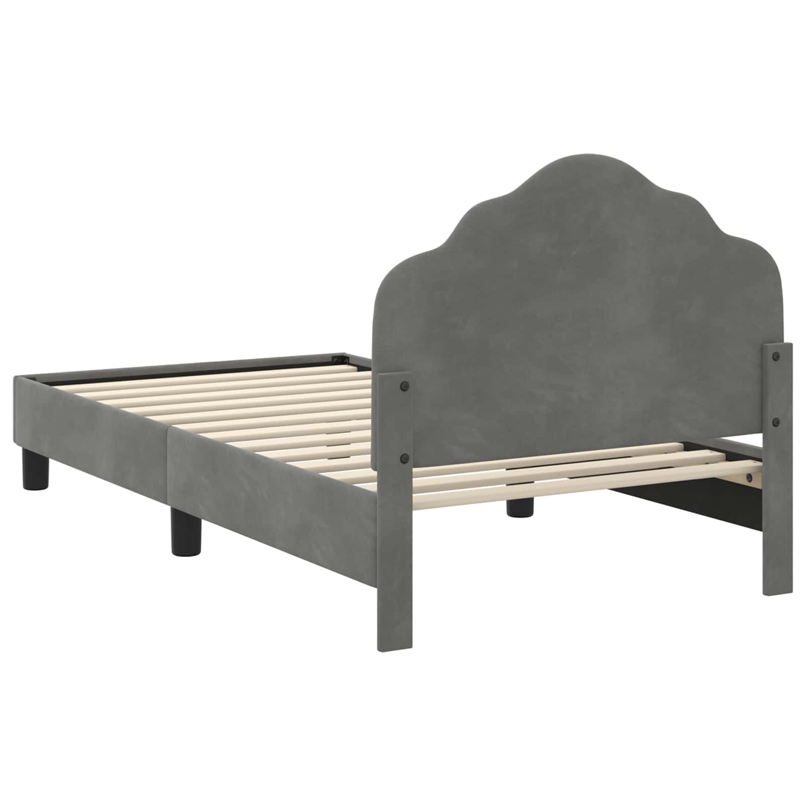 Kinderbettgestell mit Kopfteil Dunkelgrau 80 x 160 cm Samt