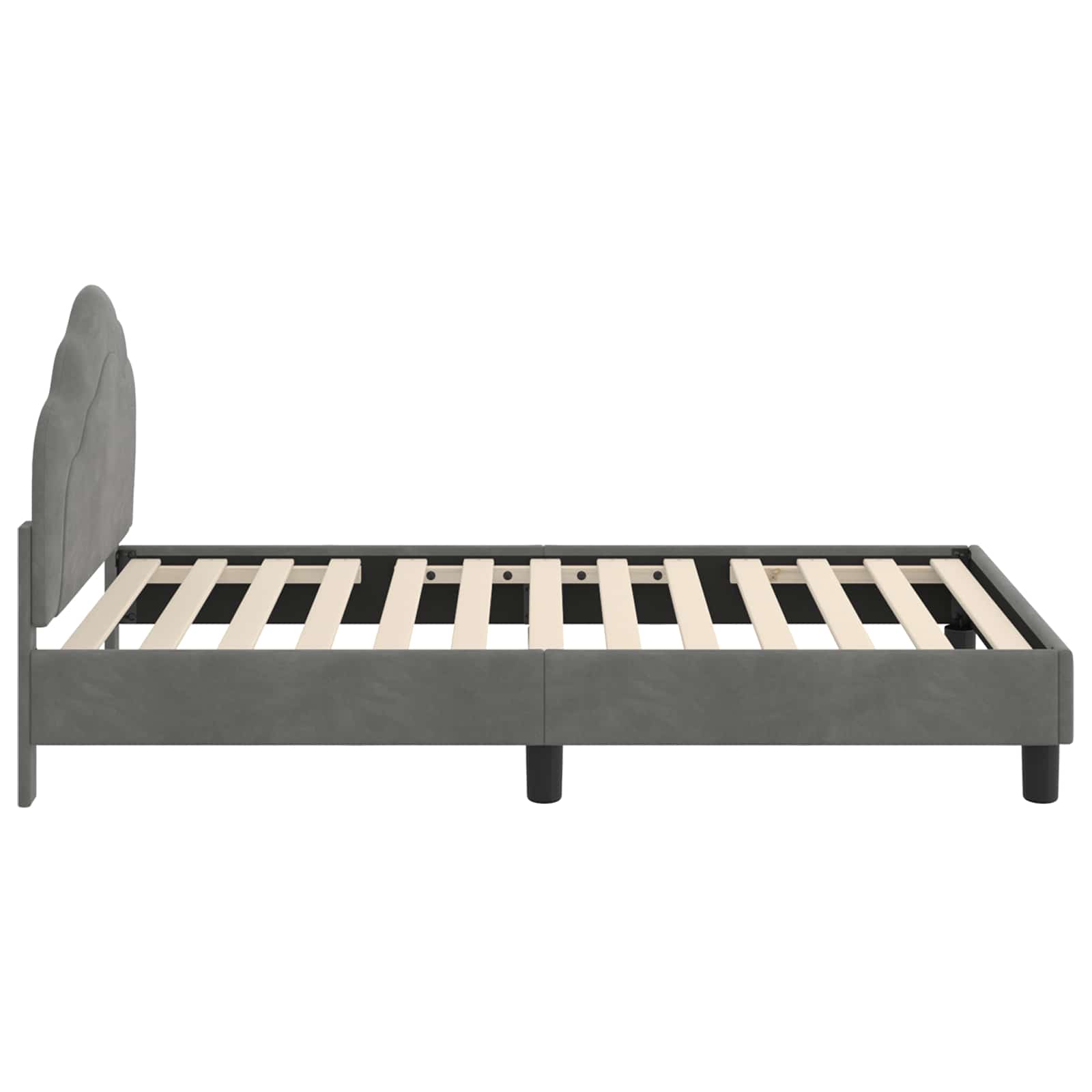 Kinderbettgestell mit Kopfteil Dunkelgrau 80 x 160 cm Samt