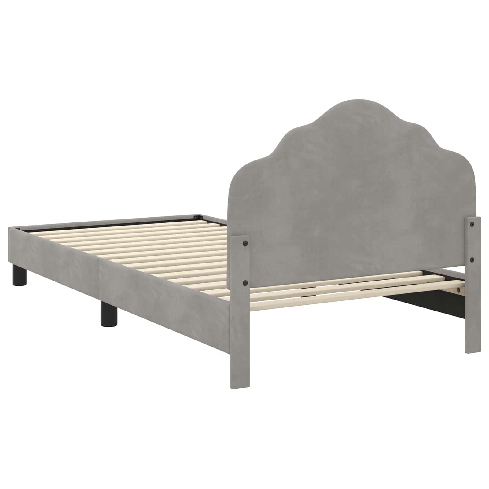 Kinderbettgestell mit Kopfteil Hellgrau 80 x 200 cm Samt