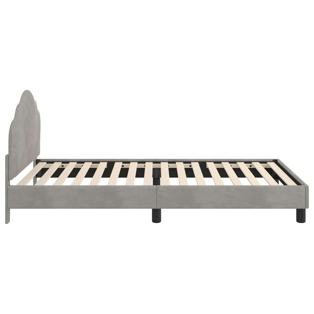 Kinderbettgestell mit Kopfteil Hellgrau 80 x 200 cm Samt