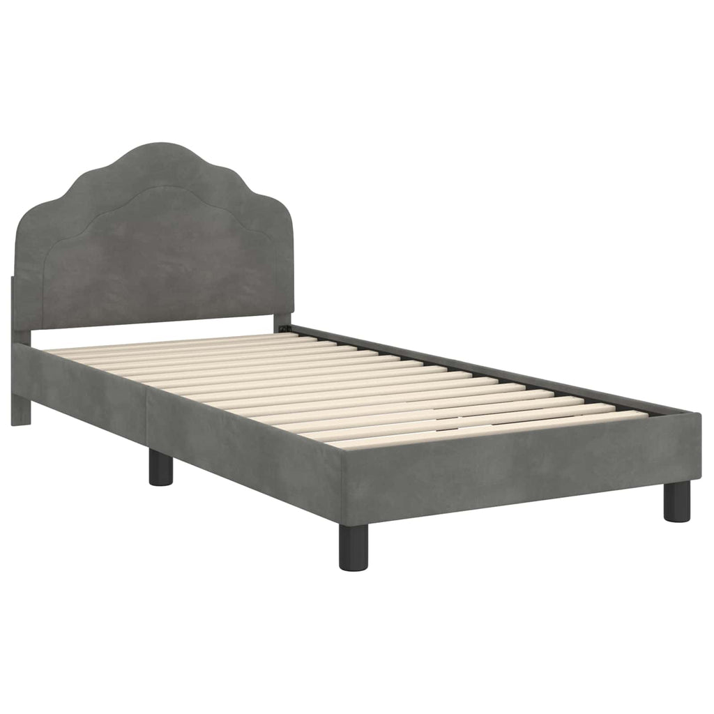 Kinderbettgestell mit Kopfteil Dunkelgrau 80 x 200 cm Samt