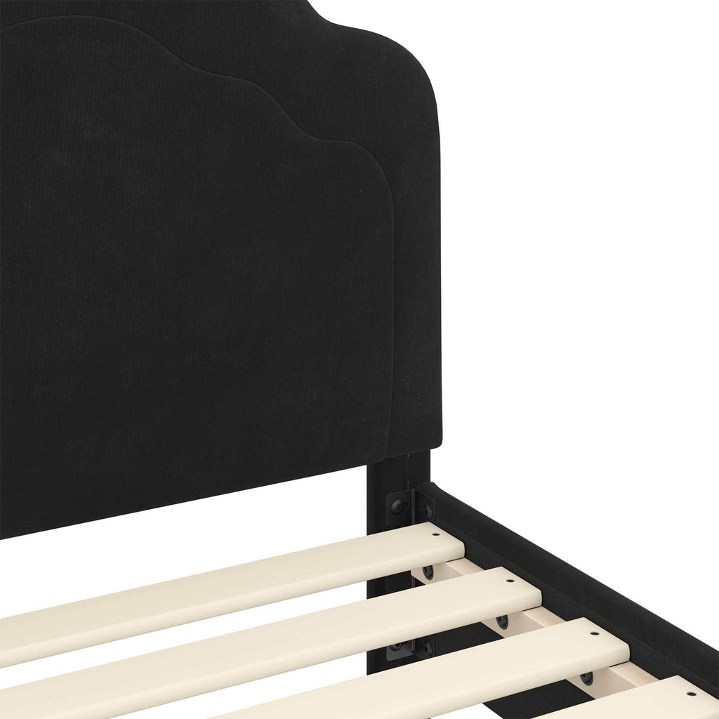 Kinderbettgestell mit Kopfteil Schwarz 80 x 200 cm Samt
