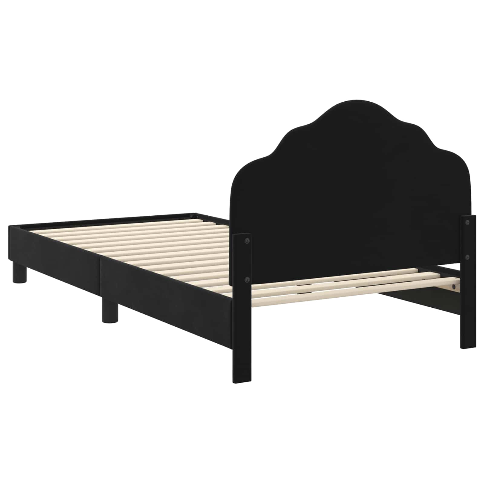 Kinderbettgestell mit Kopfteil Schwarz 80 x 200 cm Samt