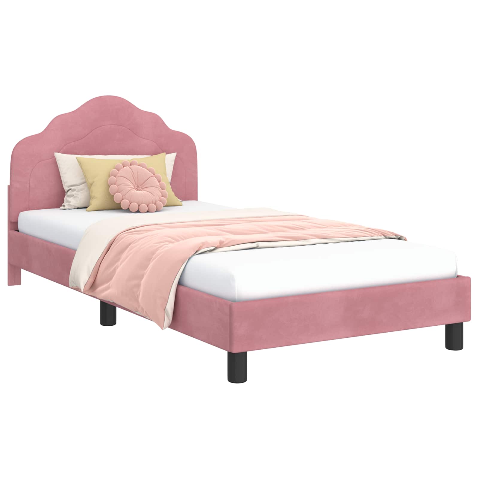 Kinderbettgestell mit Kopfteil Rosa 80 x 200 cm Samt