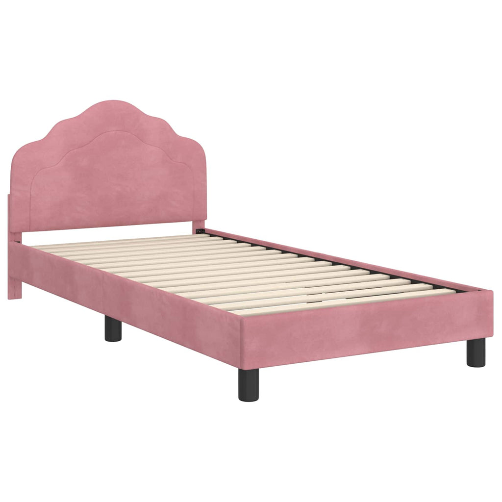 Kinderbettgestell mit Kopfteil Rosa 80 x 200 cm Samt
