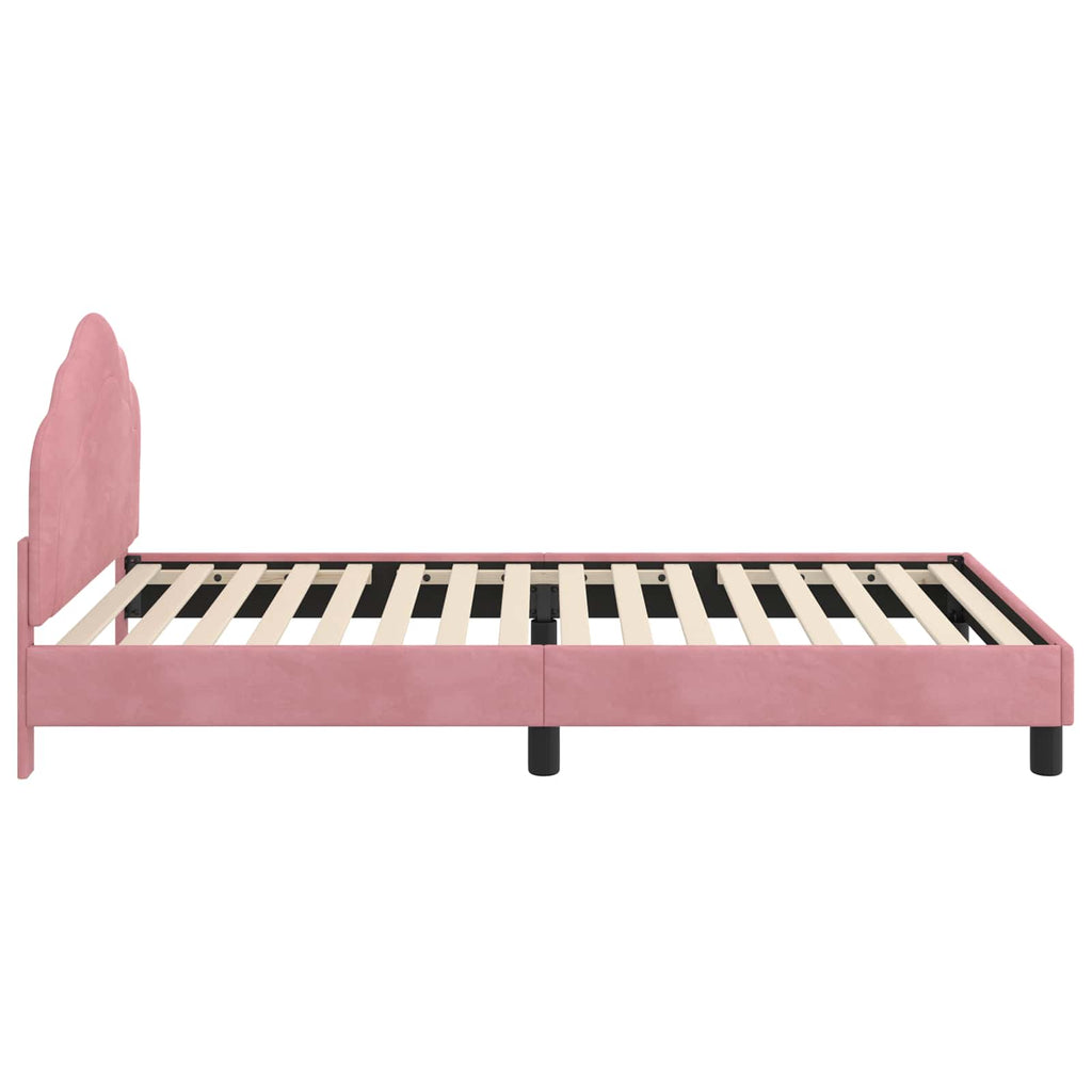 Kinderbettgestell mit Kopfteil Rosa 80 x 200 cm Samt
