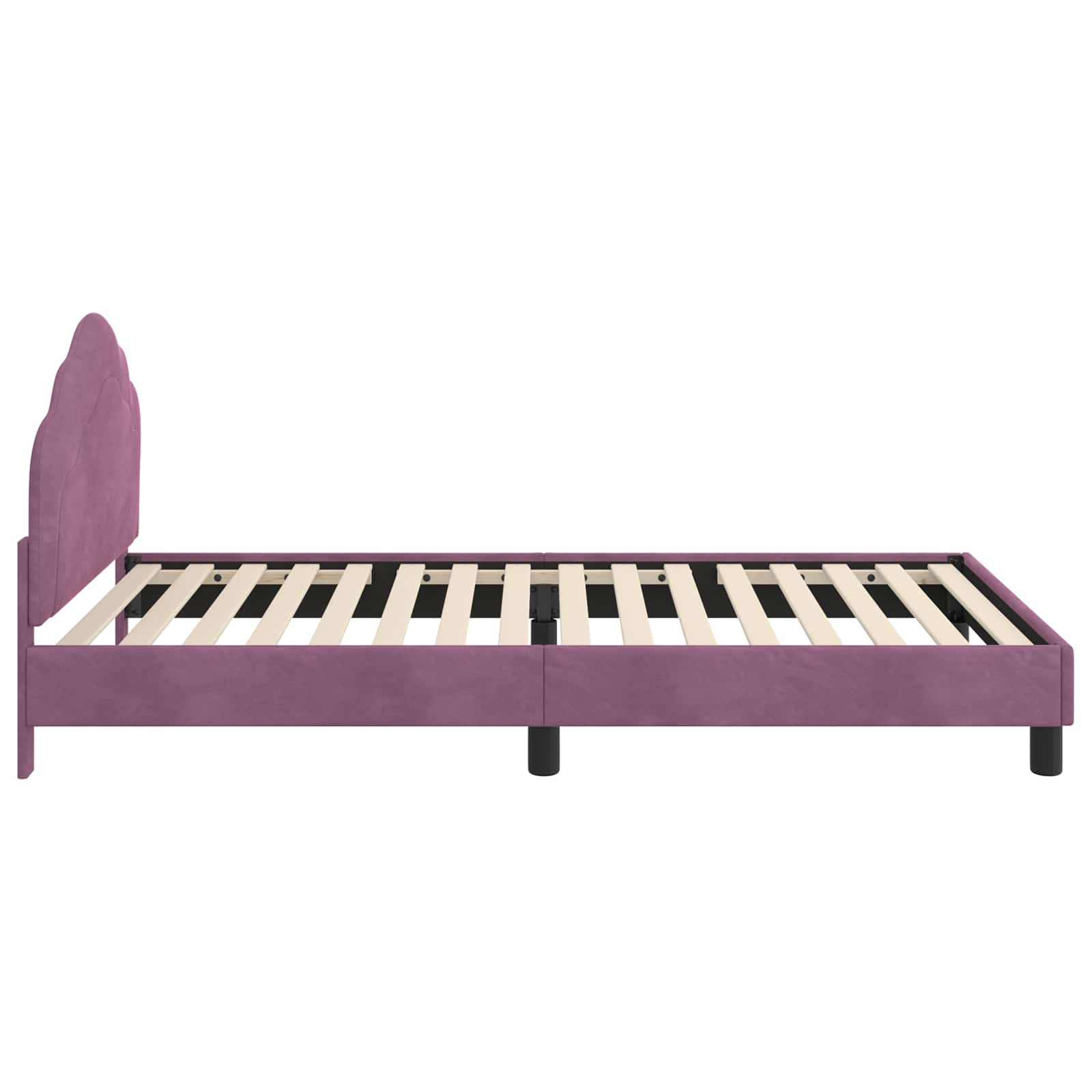 Kinderbettgestell mit Kopfteil Lila 80 x 200 cm Samt