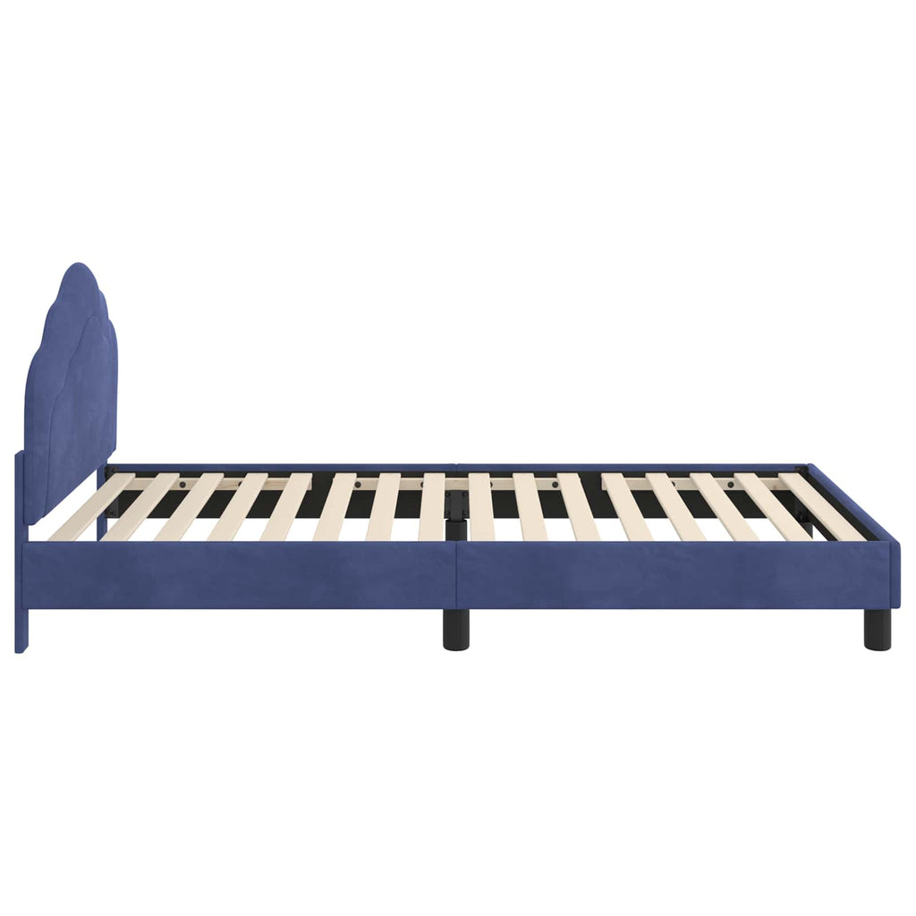 Kinderbettgestell mit Kopfteil Polizeiblau 80 x 200 cm Samt