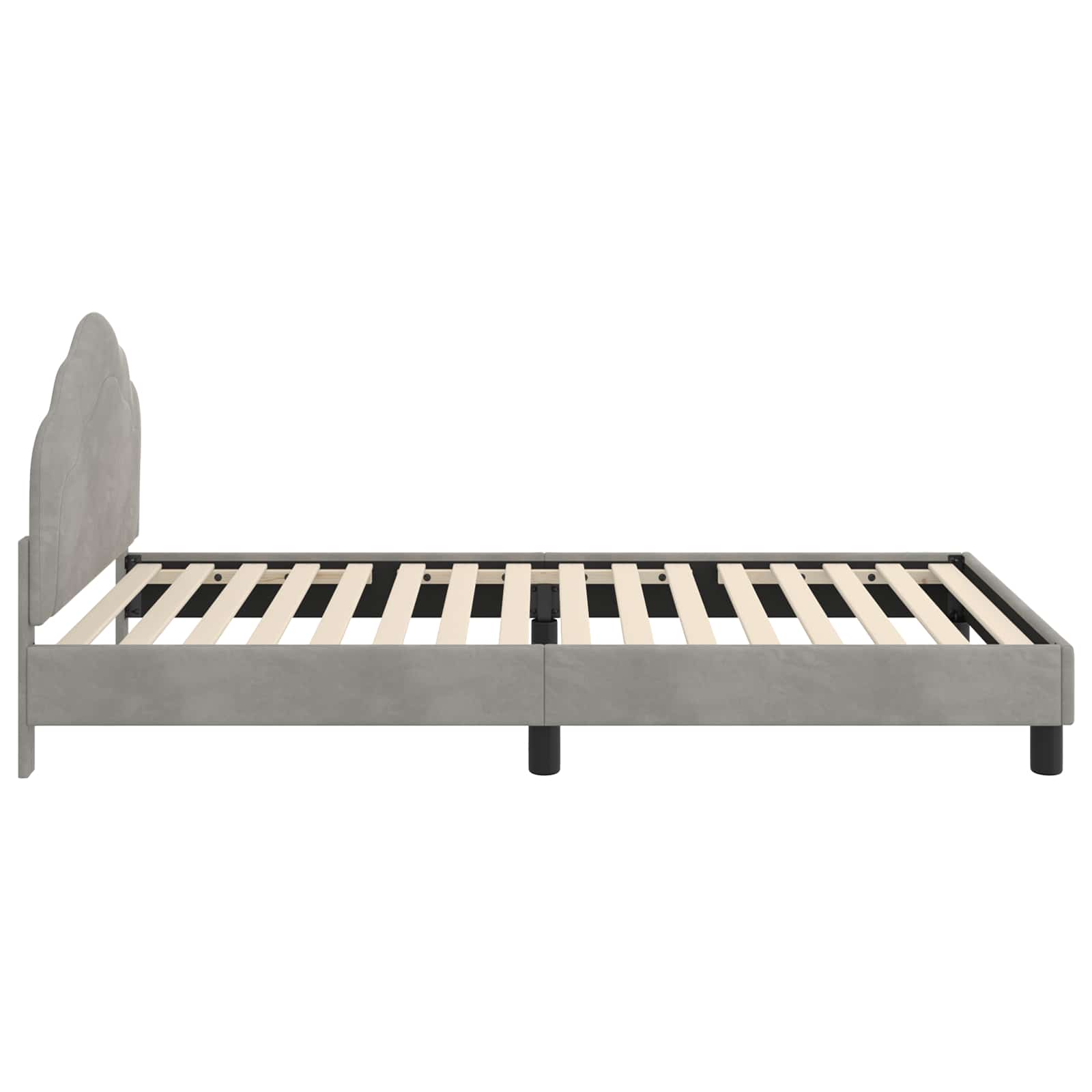 Kinderbettgestell mit Kopfteil Hellgrau 90 x 190 cm Samt