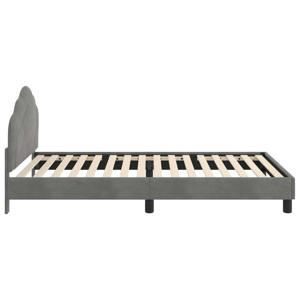 Kinderbettgestell mit Kopfteil Dunkelgrau 90 x 190 cm Samt
