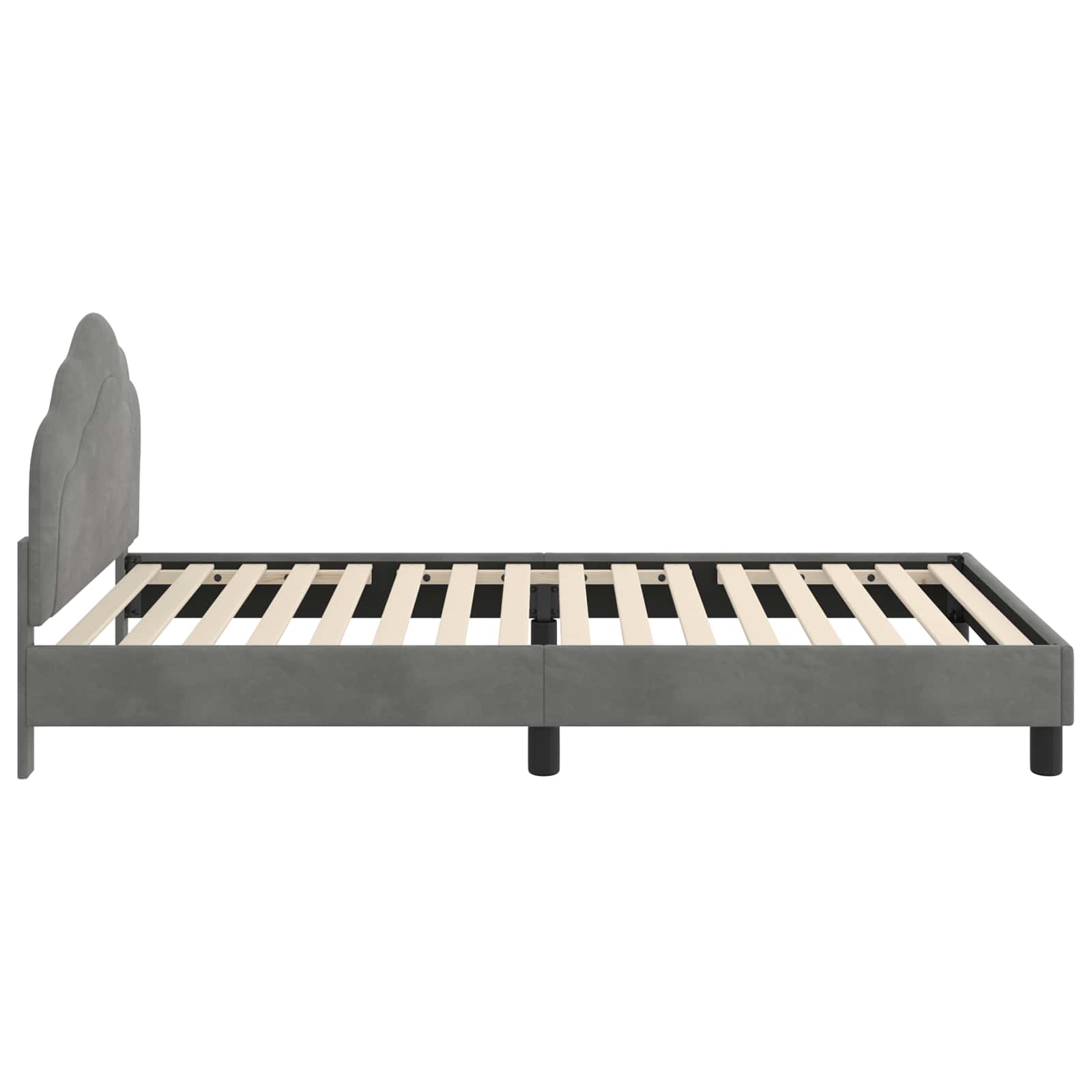 Kinderbettgestell mit Kopfteil Dunkelgrau 90 x 190 cm Samt