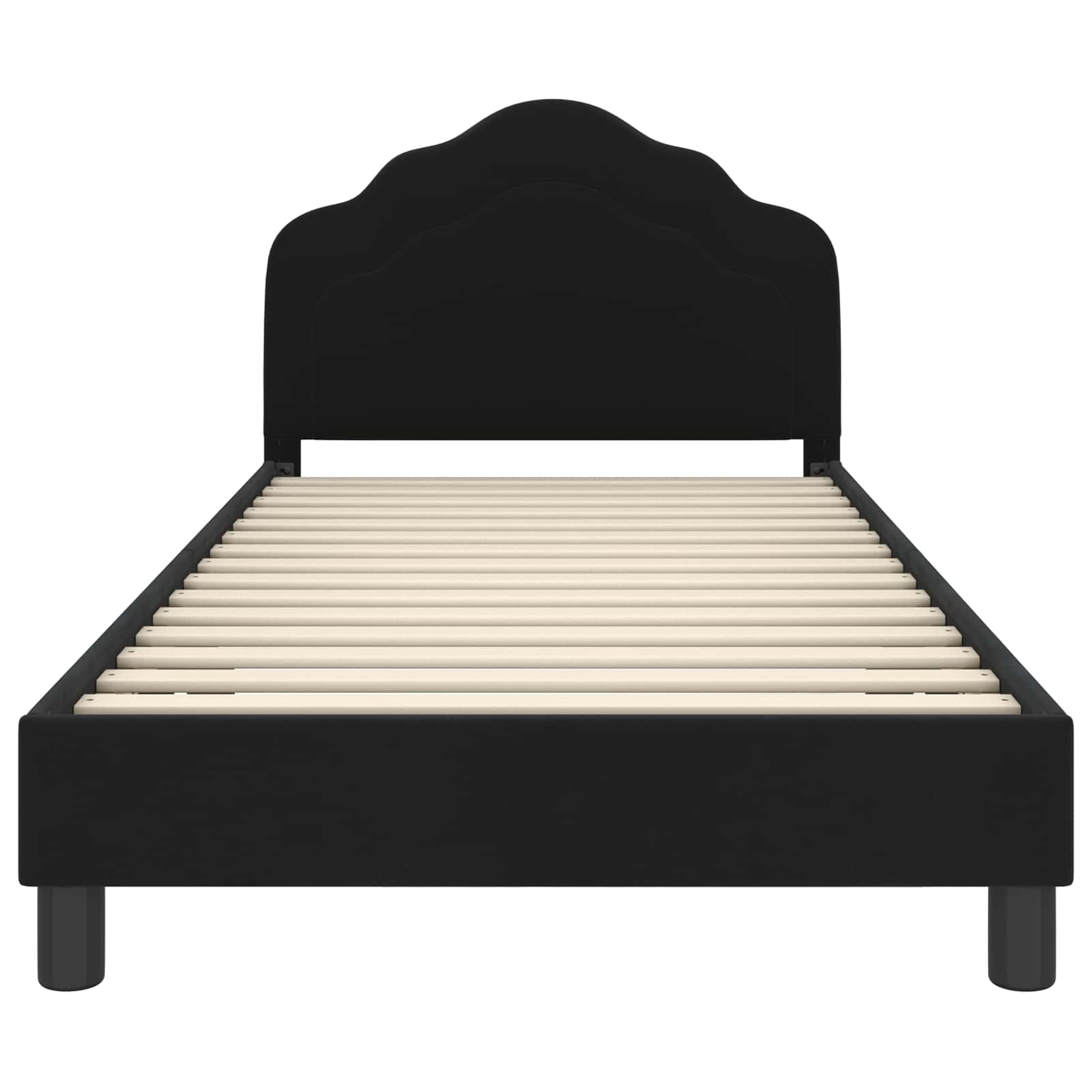 Kinderbettgestell mit Kopfteil Schwarz 90 x 190 cm Samt