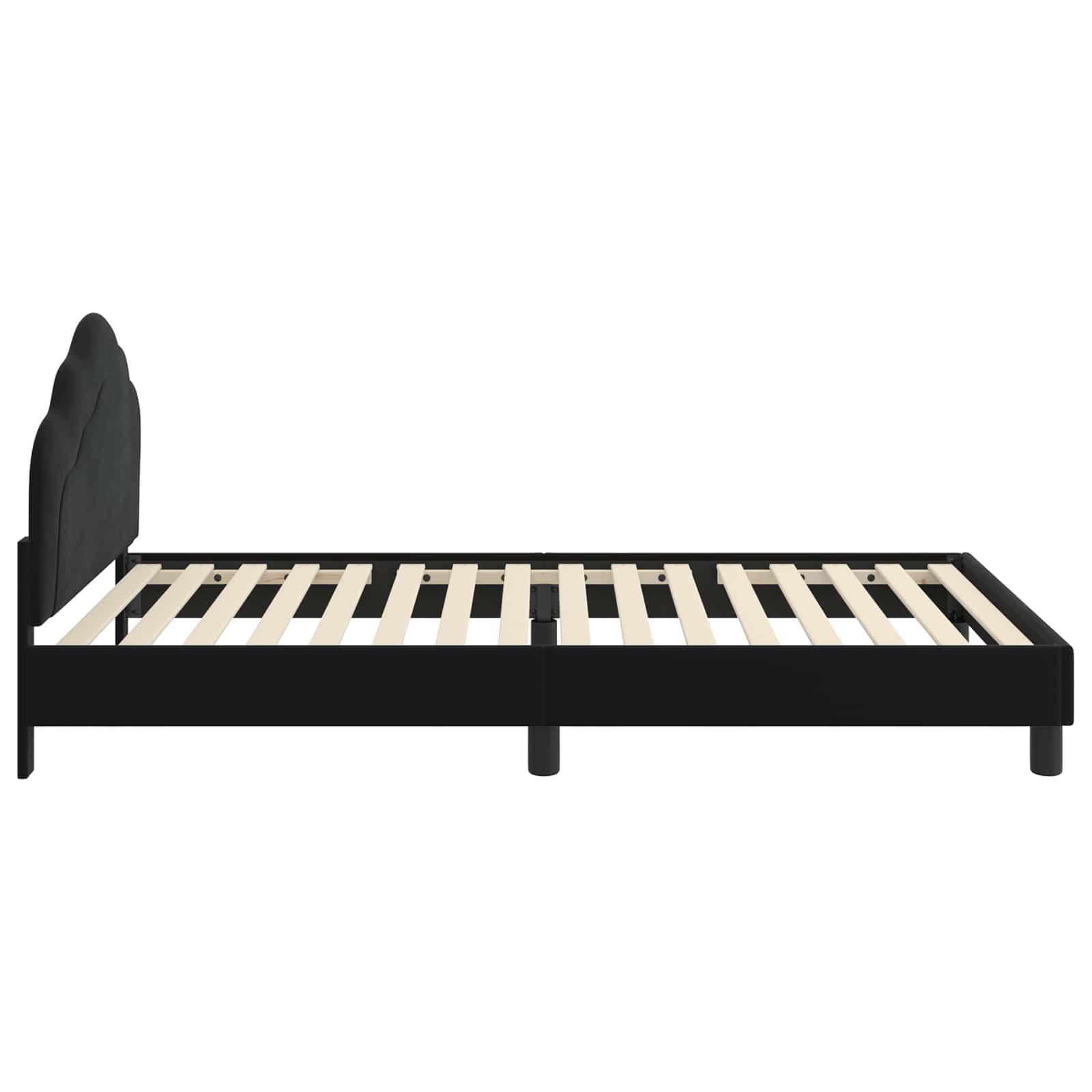Kinderbettgestell mit Kopfteil Schwarz 90 x 190 cm Samt
