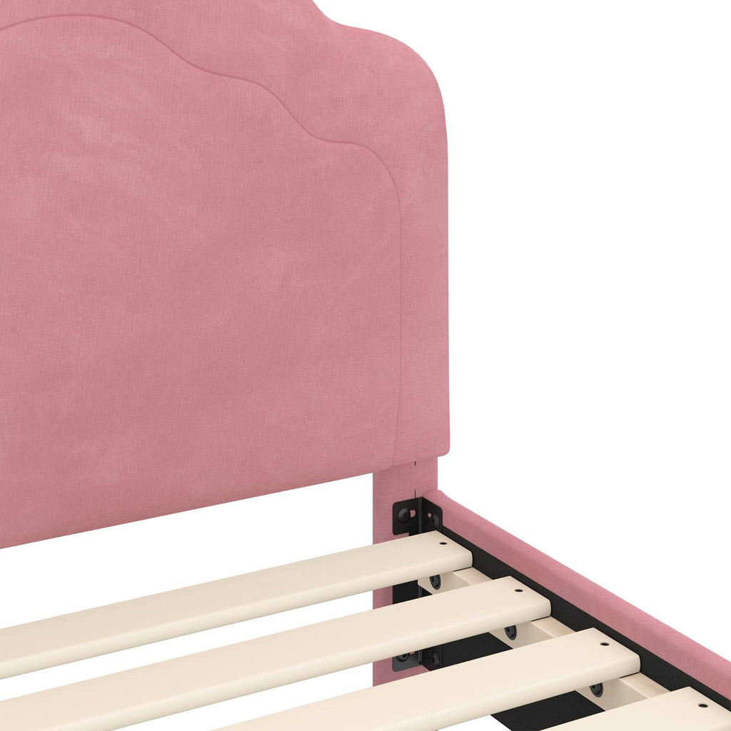 Kinderbettgestell mit Kopfteil Rosa 90 x 190 cm Samt