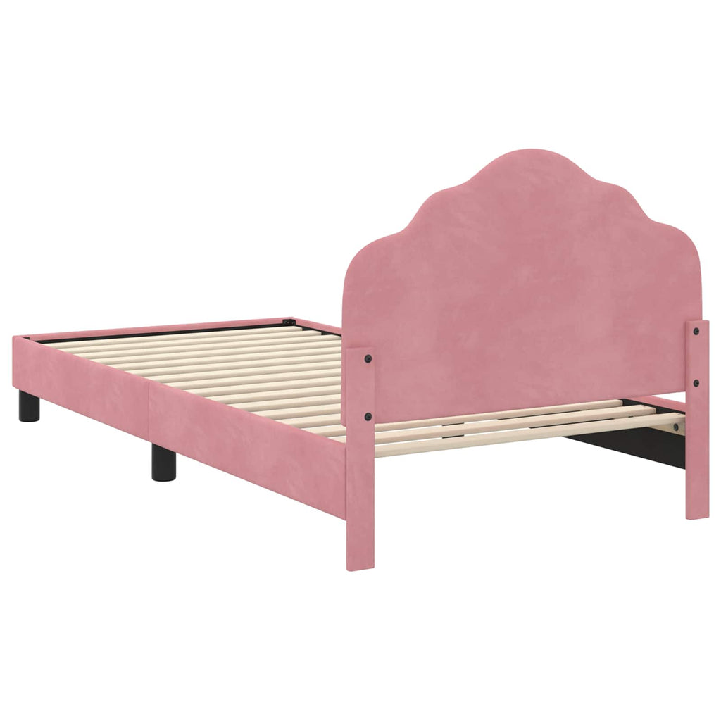 Kinderbettgestell mit Kopfteil Rosa 90 x 190 cm Samt