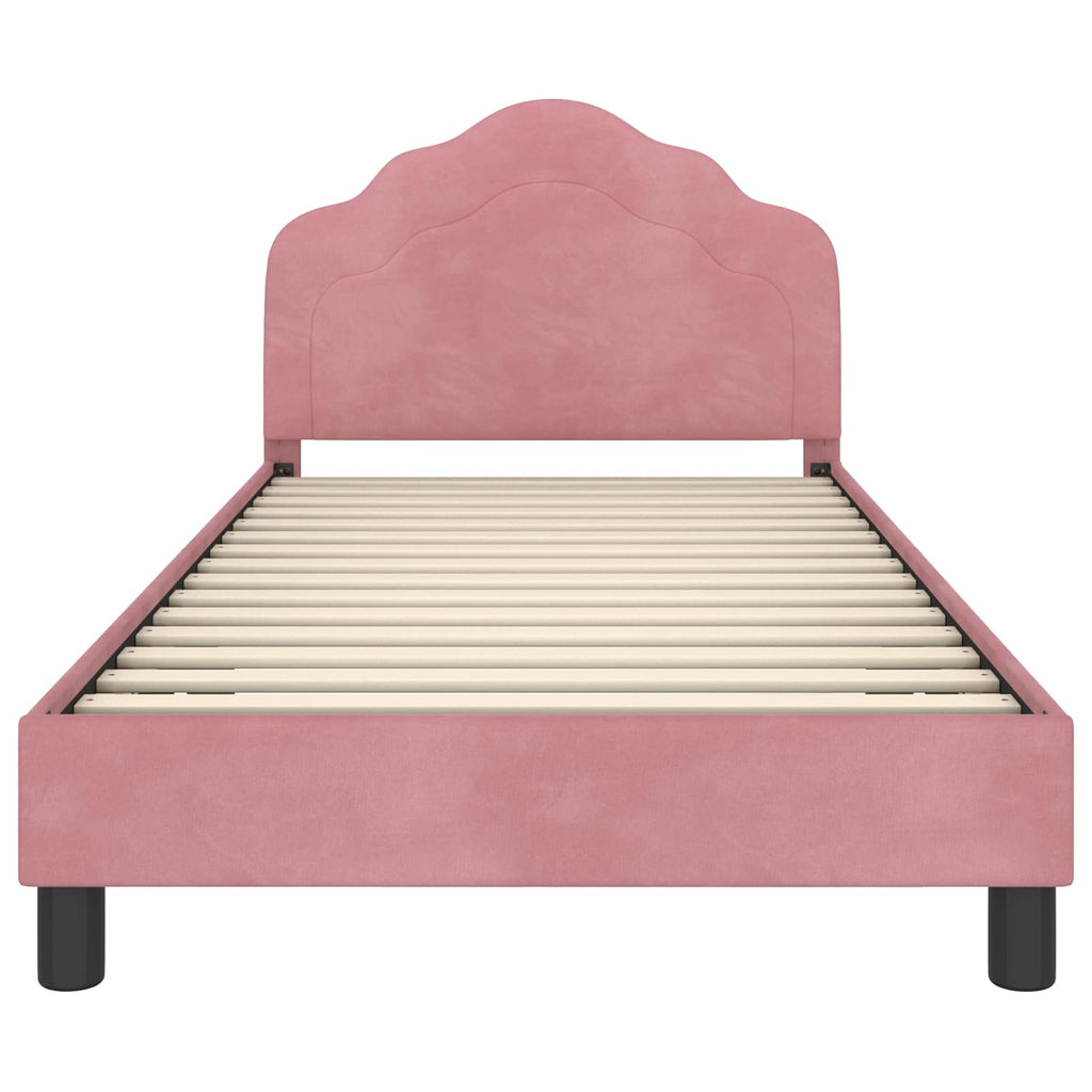 Kinderbettgestell mit Kopfteil Rosa 90 x 190 cm Samt