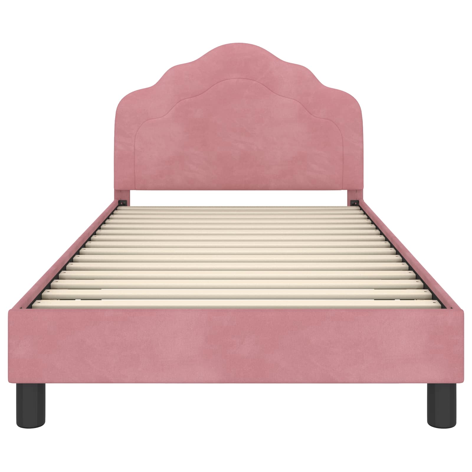 Kinderbettgestell mit Kopfteil Rosa 90 x 190 cm Samt