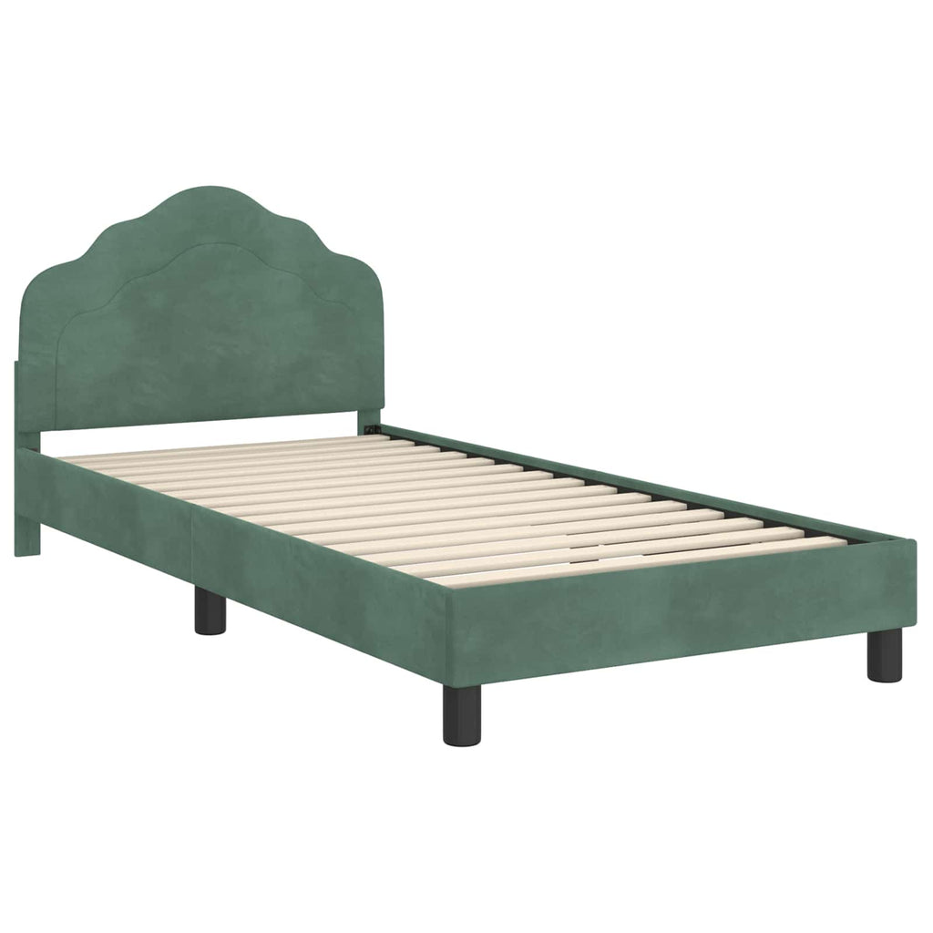 Kinderbettgestell mit Kopfteil Meergrün 90 x 190 cm Samt