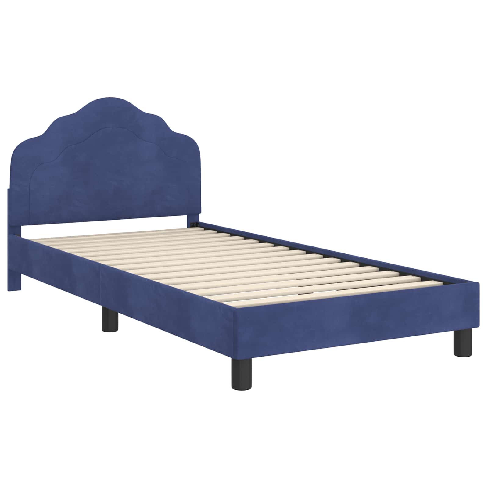 Kinderbettgestell mit Kopfteil Polizeiblau 90 x 190 cm Samt