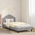 Kinderbettgestell mit Kopfteil Hellgrau 90 x 200 cm Samt