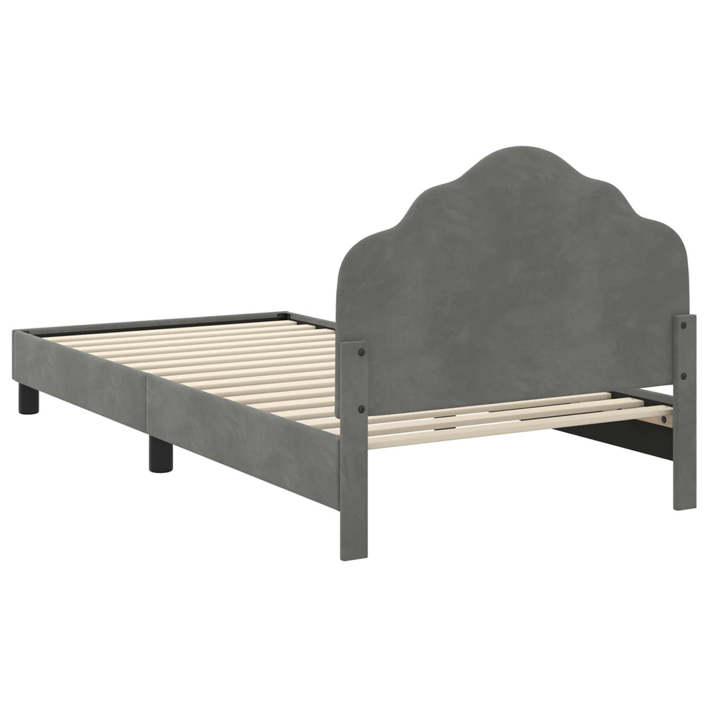Kinderbettgestell mit Kopfteil Dunkelgrau 90 x 200 cm Samt