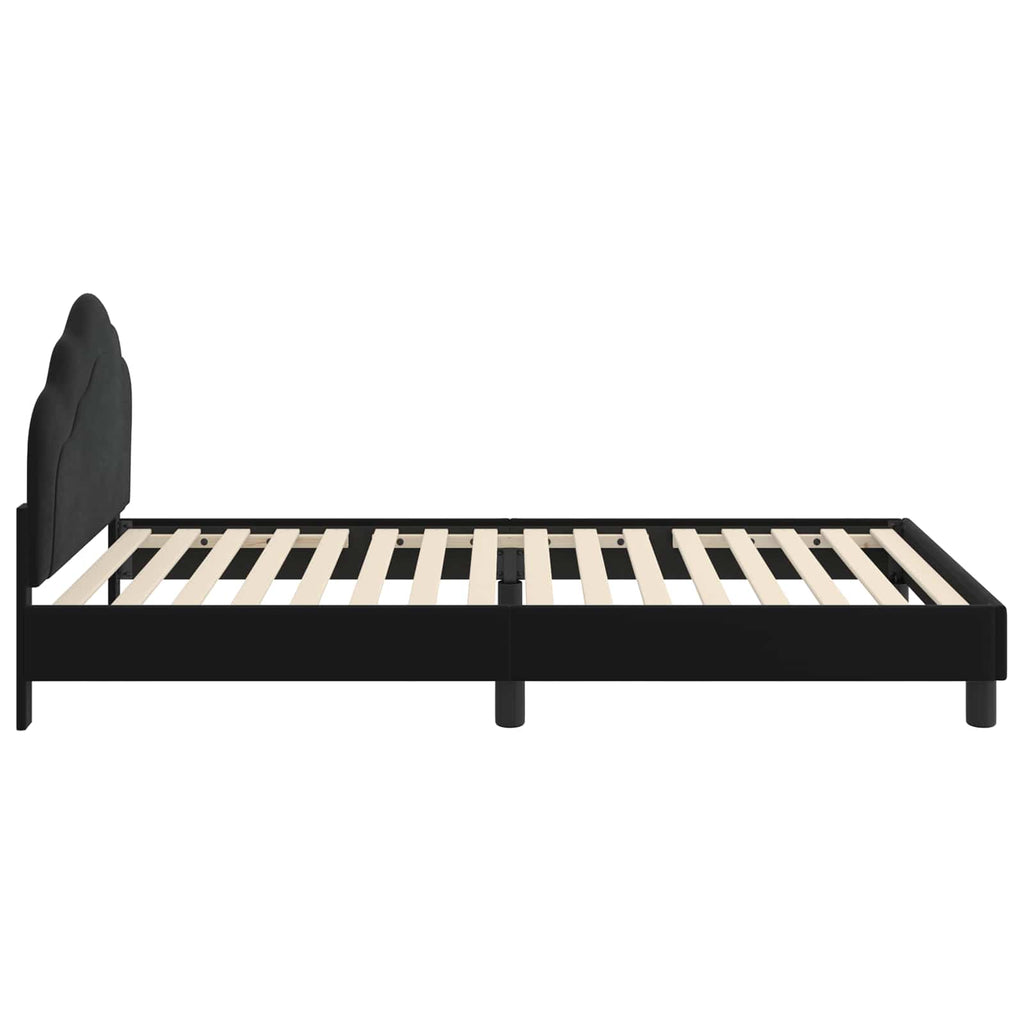 Kinderbettgestell mit Kopfteil Schwarz 90 x 200 cm Samt