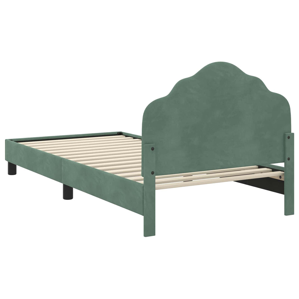 Kinderbettgestell mit Kopfteil Meergrün 90 x 200 cm Samt