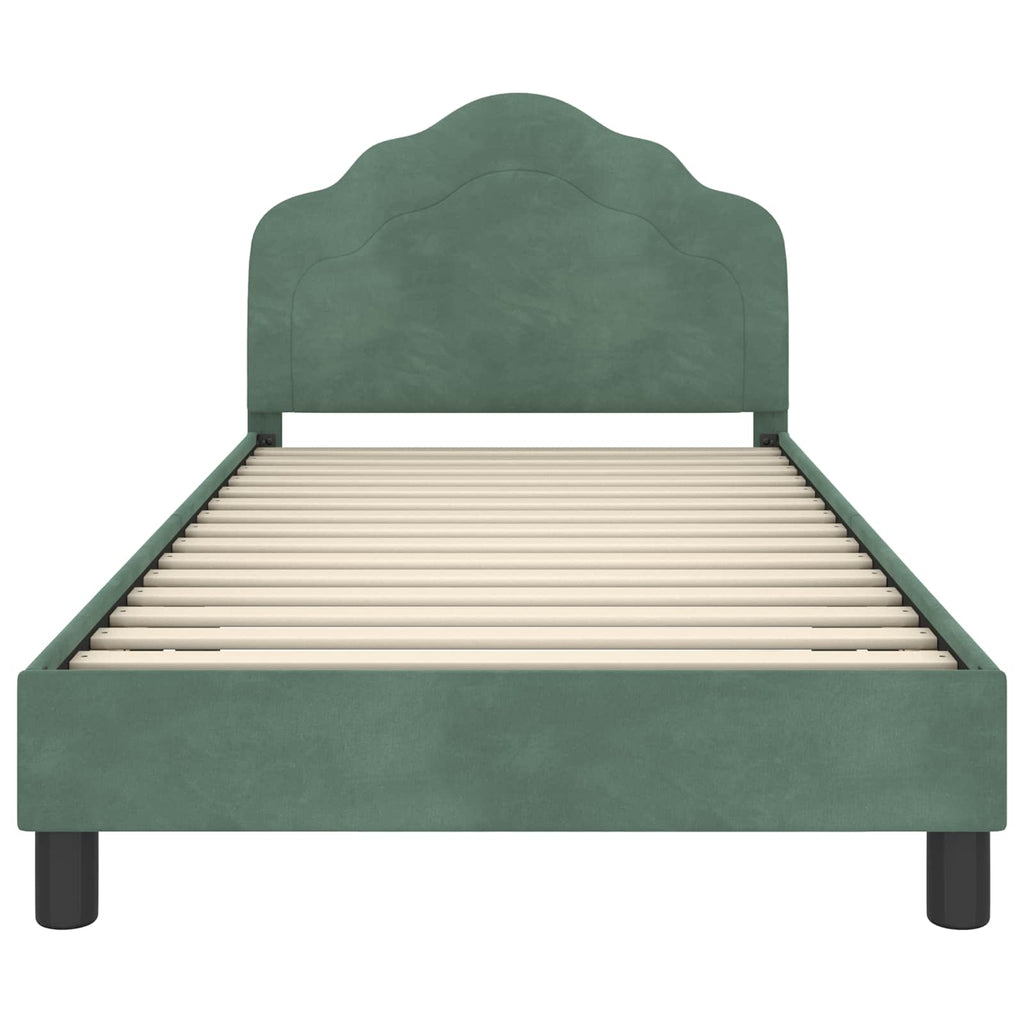 Kinderbettgestell mit Kopfteil Meergrün 90 x 200 cm Samt