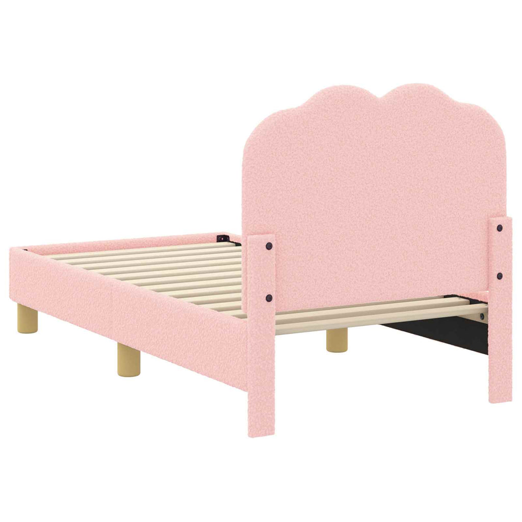 Kinderbettgestell mit Kopfteil Rosa 70 x 140 cm Bouclé