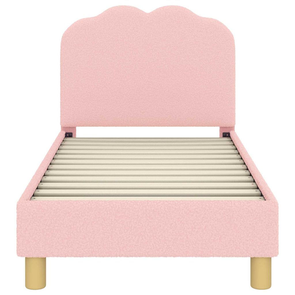 Kinderbettgestell mit Kopfteil Rosa 70 x 140 cm Bouclé