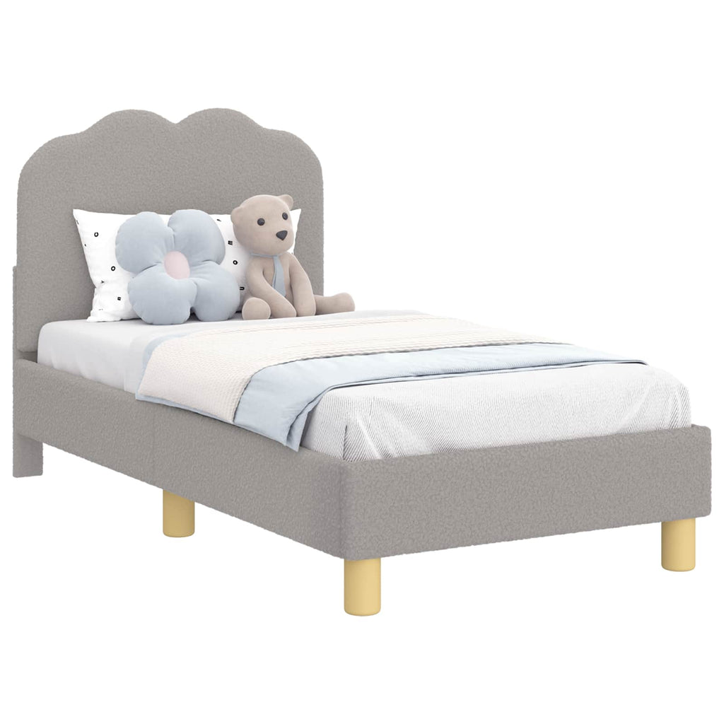 Kinderbettgestell mit Kopfteil Hellgrau 70 x 140 cm Bouclé
