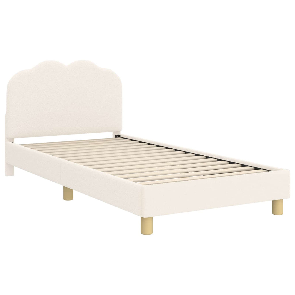 Kinderbettgestell mit Kopfteil Creme 80 x 200 cm Bouclé