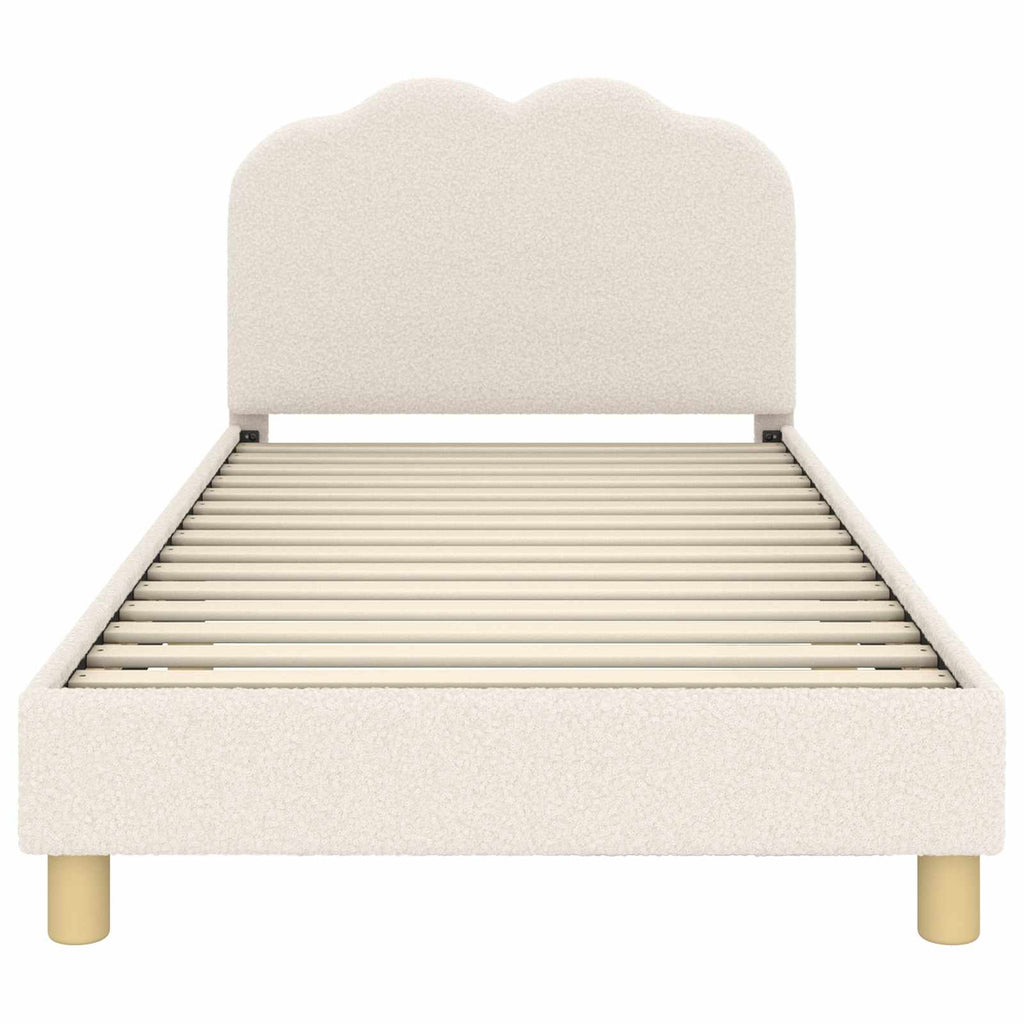 Kinderbettgestell mit Kopfteil Creme 80 x 200 cm Bouclé