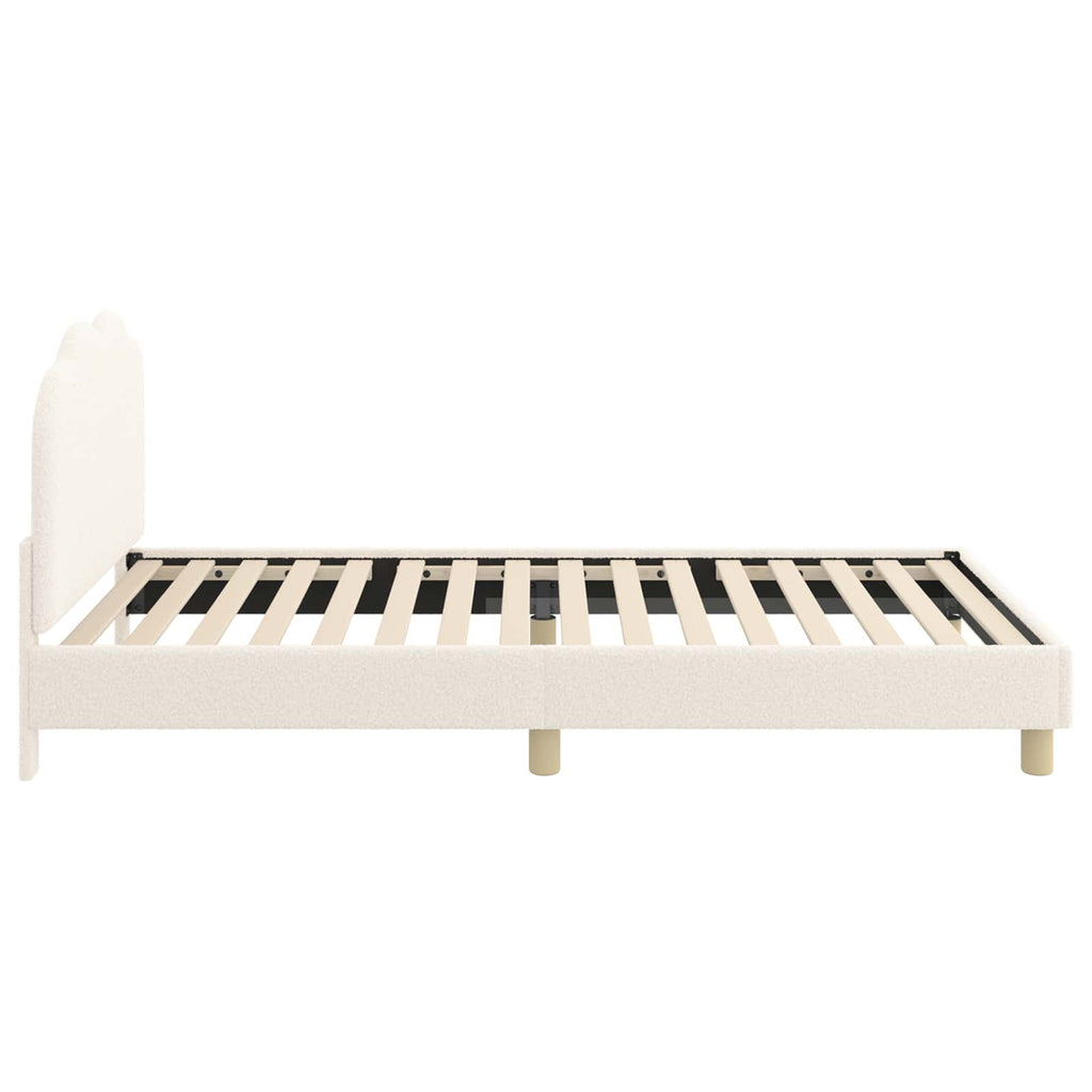Kinderbettgestell mit Kopfteil Creme 80 x 200 cm Bouclé