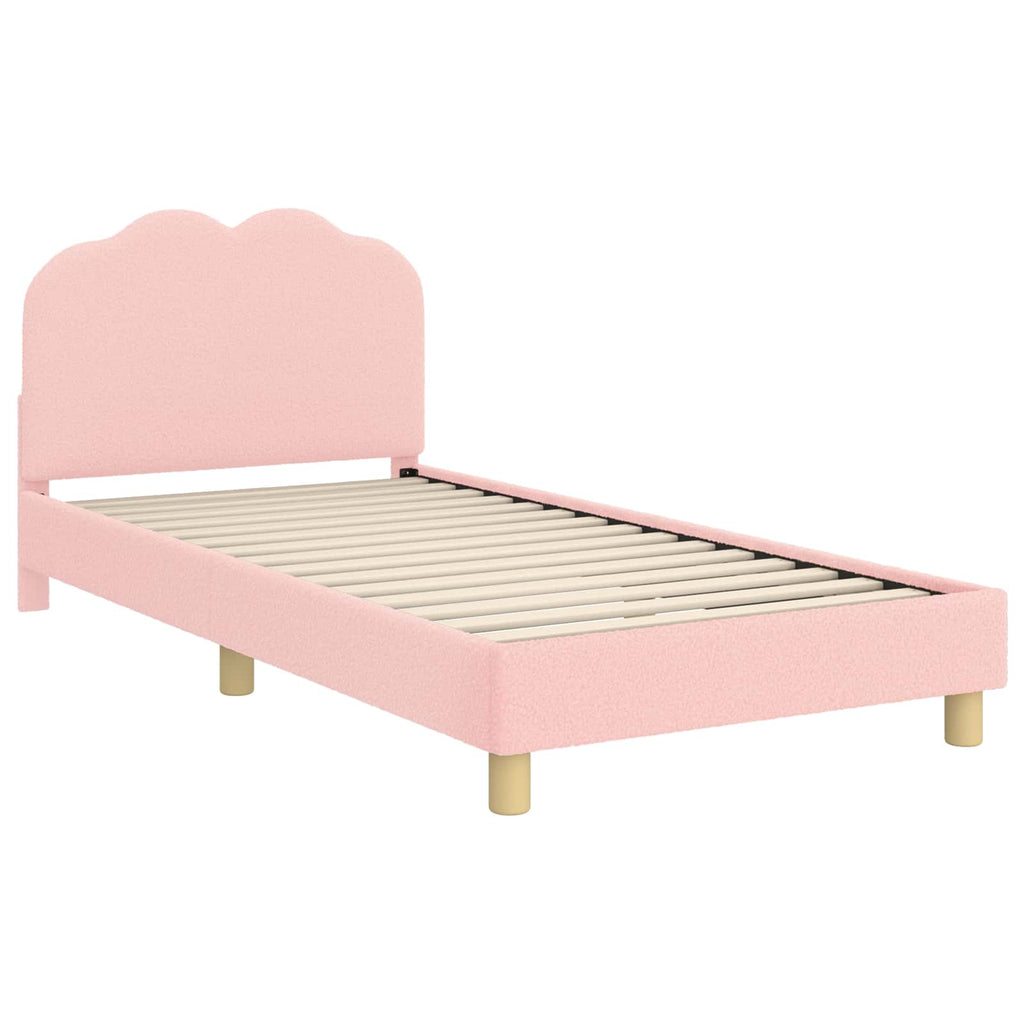 Kinderbettgestell mit Kopfteil Rosa 80 x 200 cm Bouclé