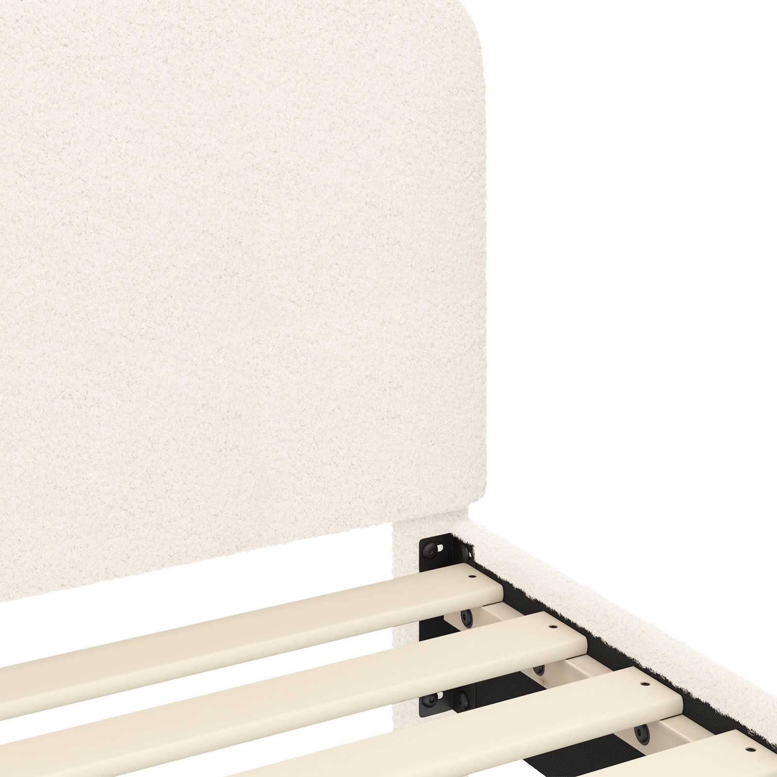 Kinderbettgestell mit Kopfteil Creme 90 x 190 cm Bouclé