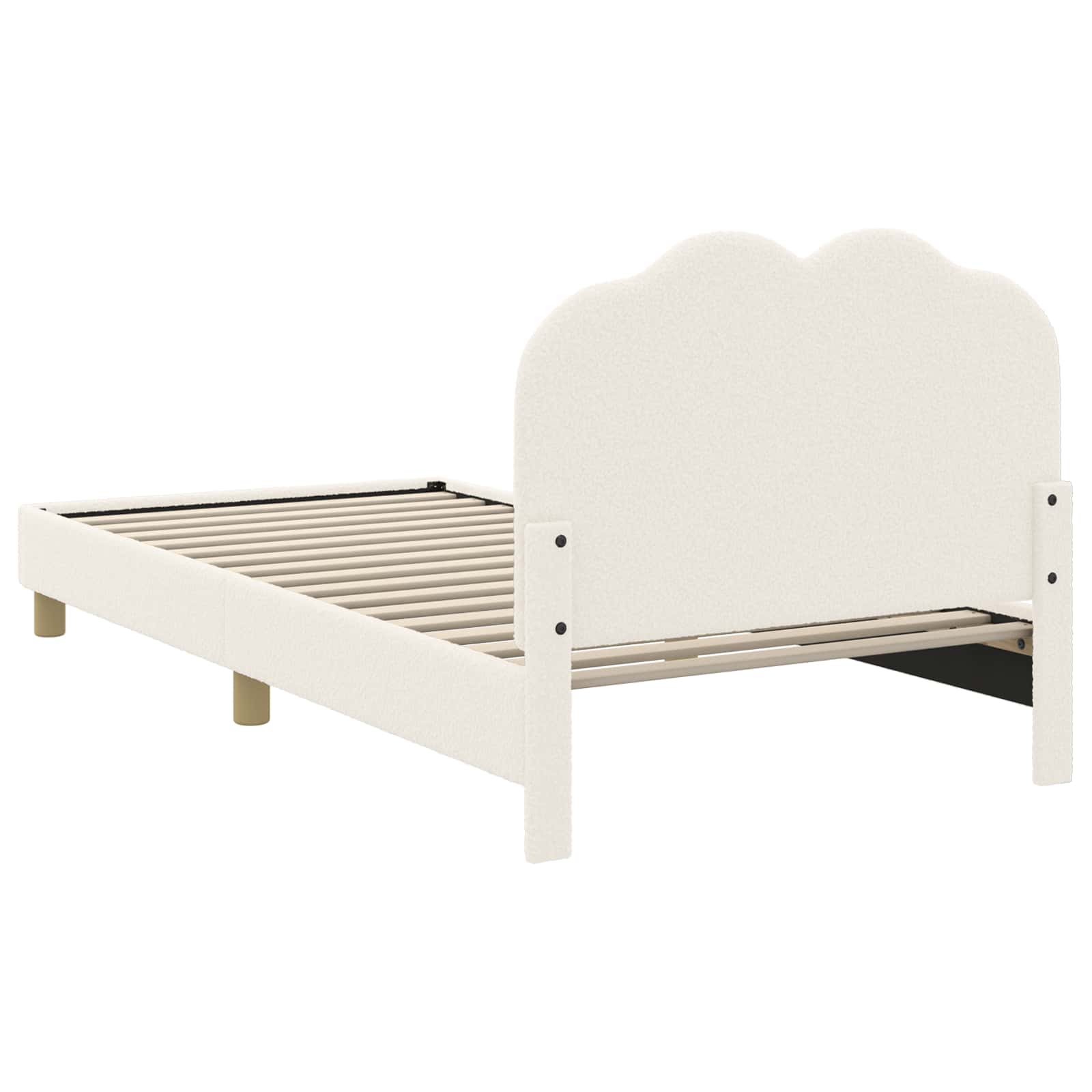 Kinderbettgestell mit Kopfteil Creme 90 x 190 cm Bouclé