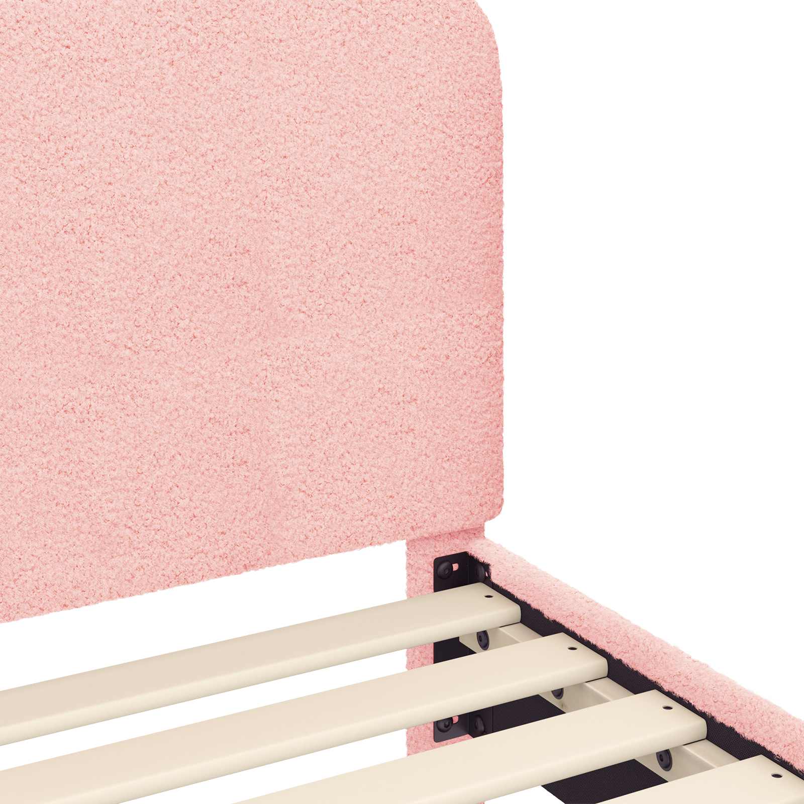 Kinderbettgestell mit Kopfteil Rosa 90 x 190 cm Bouclé