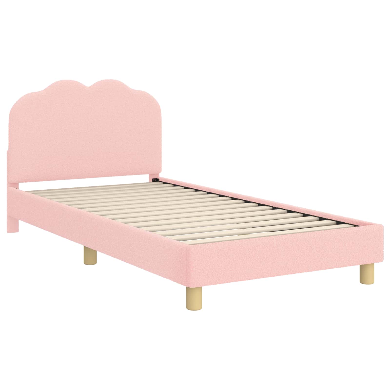 Kinderbettgestell mit Kopfteil Rosa 90 x 190 cm Bouclé