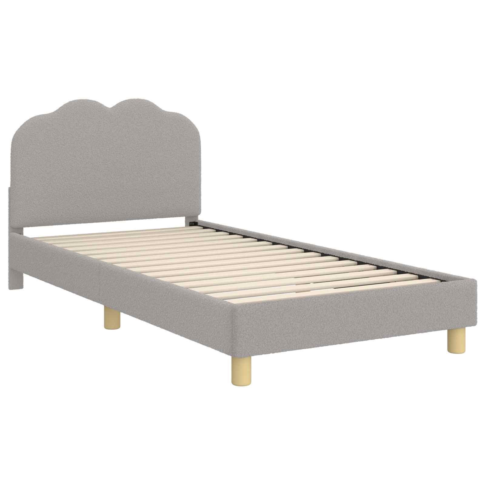 Kinderbettgestell mit Kopfteil Hellgrau 90 x 190 cm Bouclé