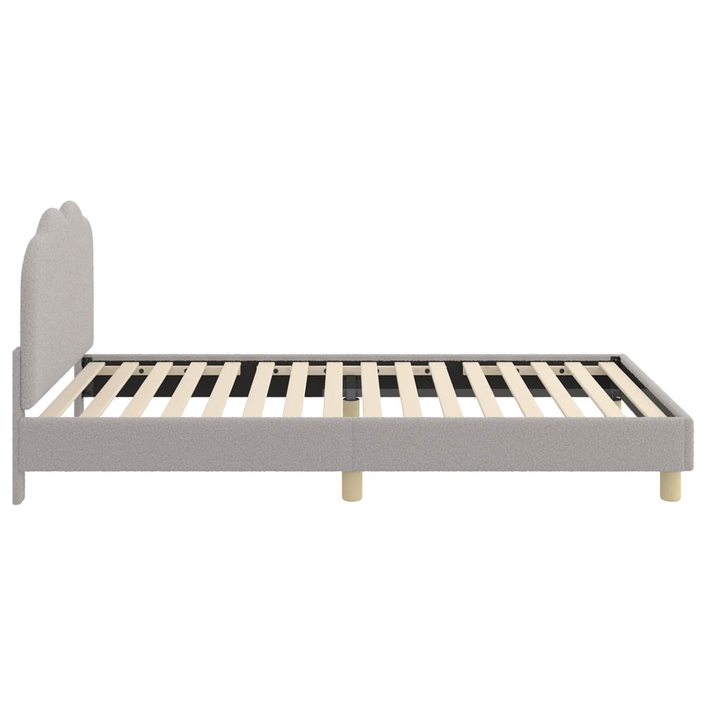 Kinderbettgestell mit Kopfteil Hellgrau 90 x 190 cm Bouclé