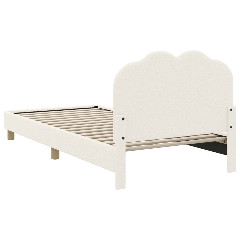 Kinderbettgestell mit Kopfteil Creme 90 x 200 cm Bouclé