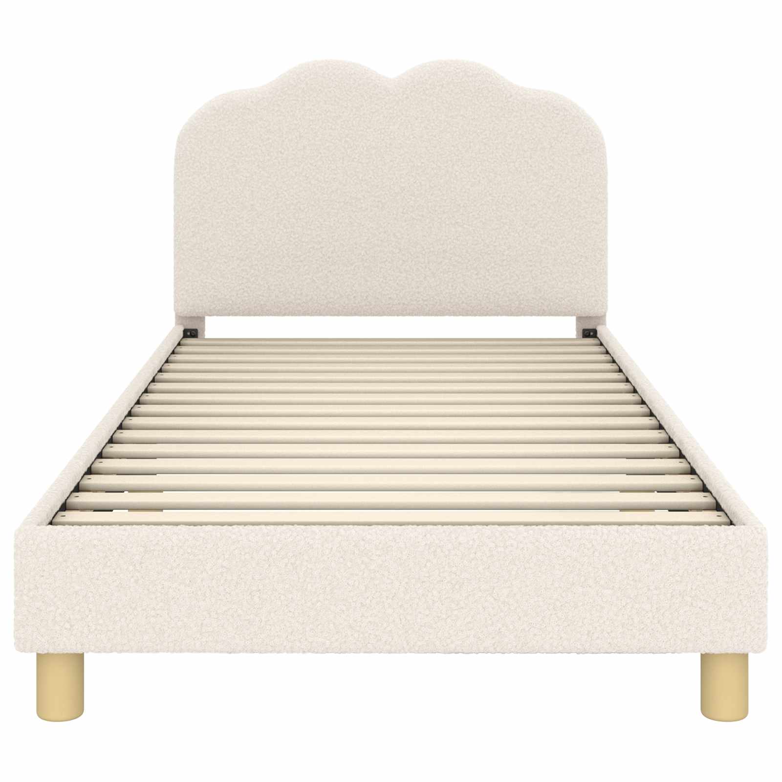 Kinderbettgestell mit Kopfteil Creme 90 x 200 cm Bouclé