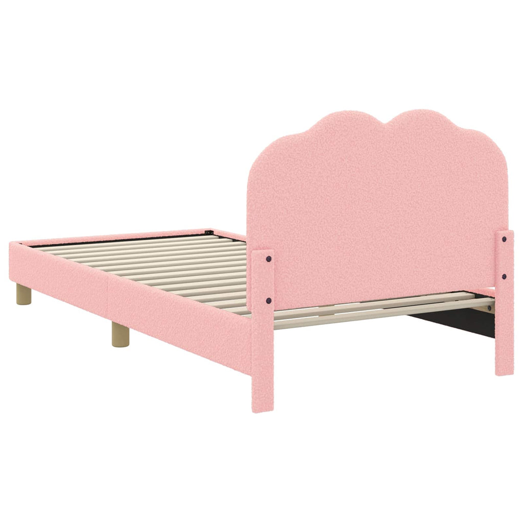 Kinderbettgestell mit Kopfteil Rosa 90 x 200 cm Bouclé