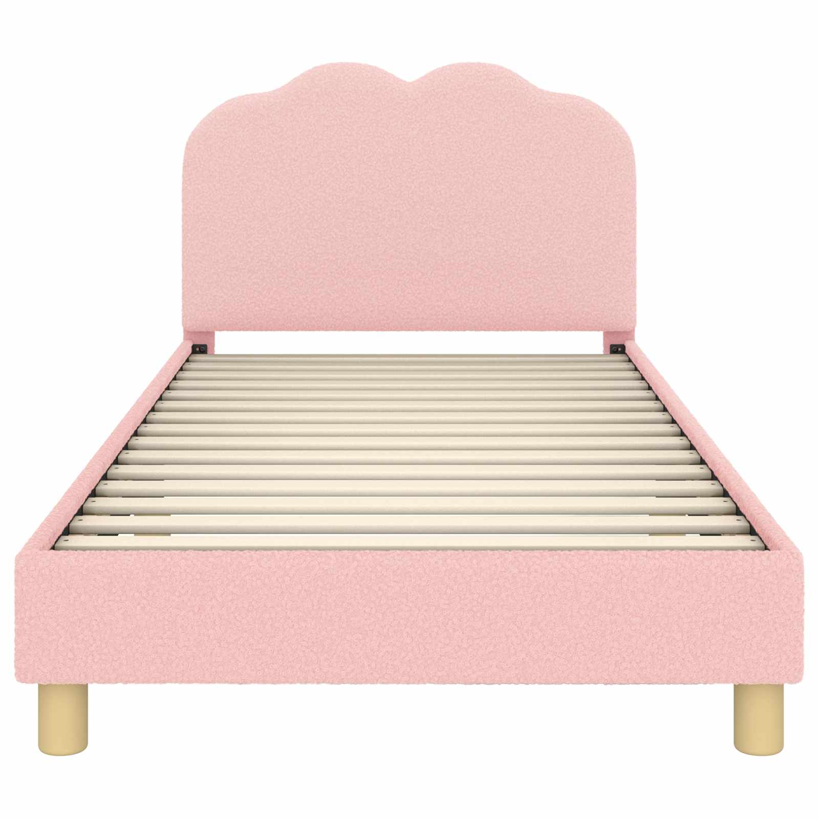Kinderbettgestell mit Kopfteil Rosa 90 x 200 cm Bouclé