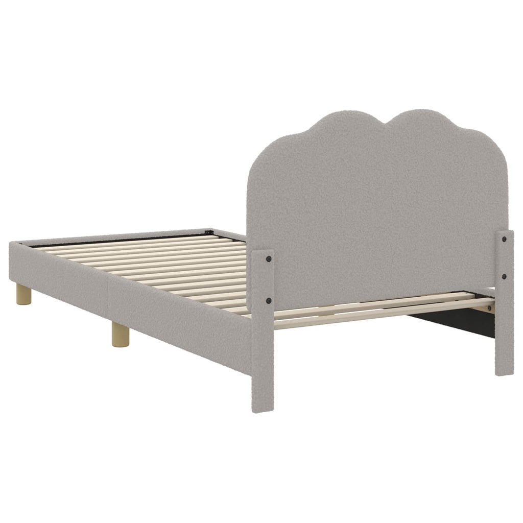 Kinderbettgestell mit Kopfteil Hellgrau 90 x 200 cm Bouclé