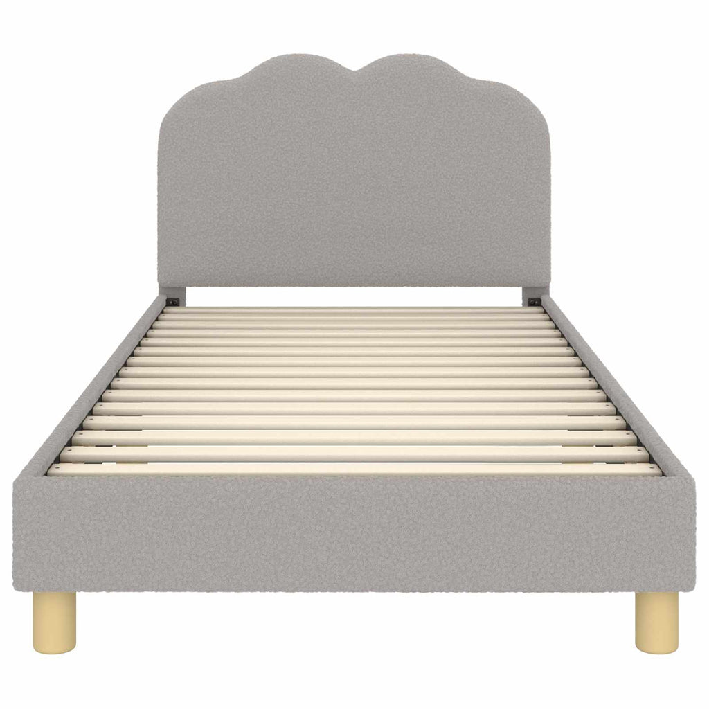 Kinderbettgestell mit Kopfteil Hellgrau 90 x 200 cm Bouclé