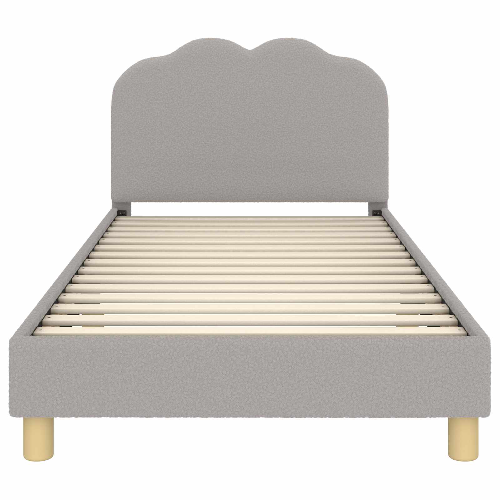 Kinderbettgestell mit Kopfteil Hellgrau 90 x 200 cm Bouclé